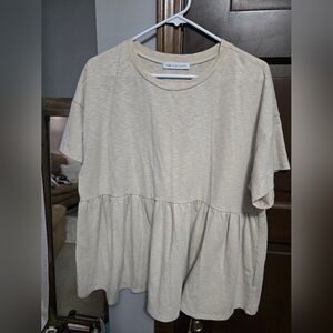 Chris & Carol, Large, Beige, Peplum Tunic Top